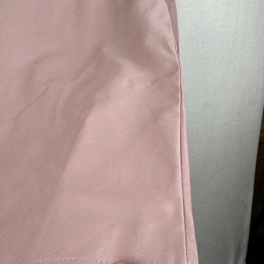 Cobblestone Living Faux Leather Top Puff Sleeve Mauve Pink S/M Made In Italy - Picture 8 of 8